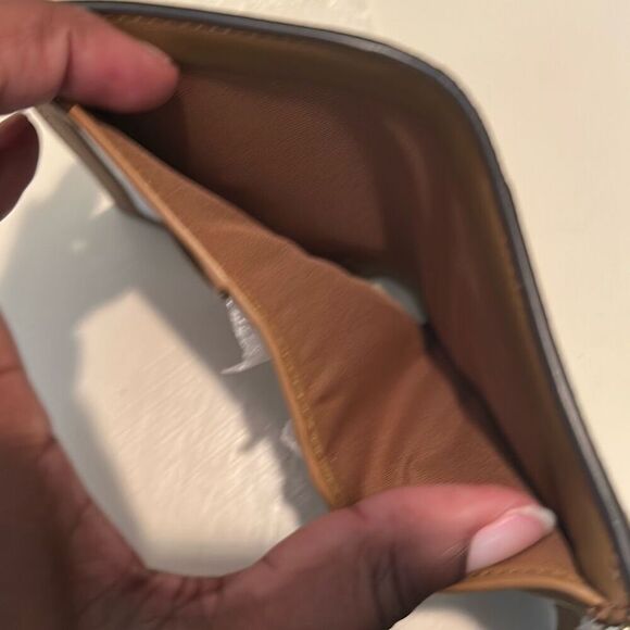 Coach Small Trifold Wallet Signature Logo Canvas Brown - Picture 7 of 9